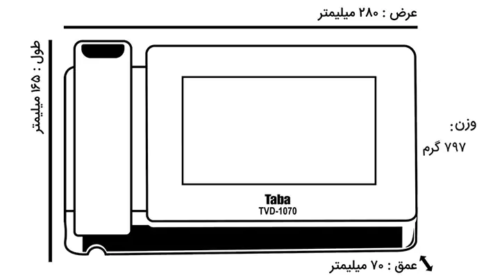 مشخصات فیزیکی و ابعاد آیفون تصویری تابا کد 1070i