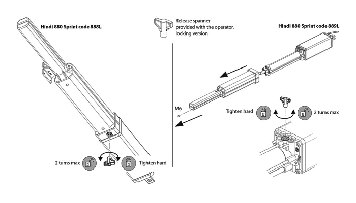 نحوه خلاص کردن جک درب پارکینگ فادینی مدل HINDI 880 SPRINT