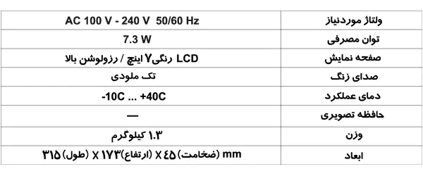 مشخصات آیفون تصویری سیماران HS 72TK 