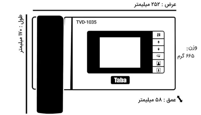 ویژگی و کاربری آیفون تصویری تابا 4.3 اینچ TVD-1035