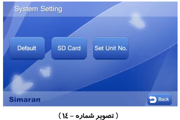 تنظیمات حافظه آیفون تصویری سیماران 73M 