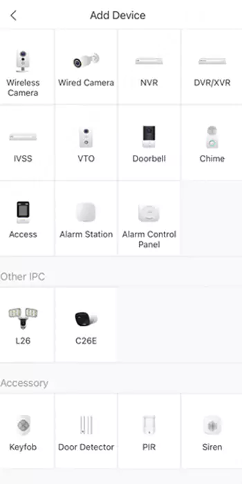 اتصال انواع دستگاه با اپلیکیشن دوربین وایرلس داهوا DMSS